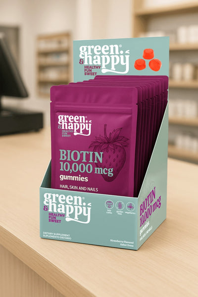 Green & Happy Biotin 10.000 Mcg Gummies Dispenser x10