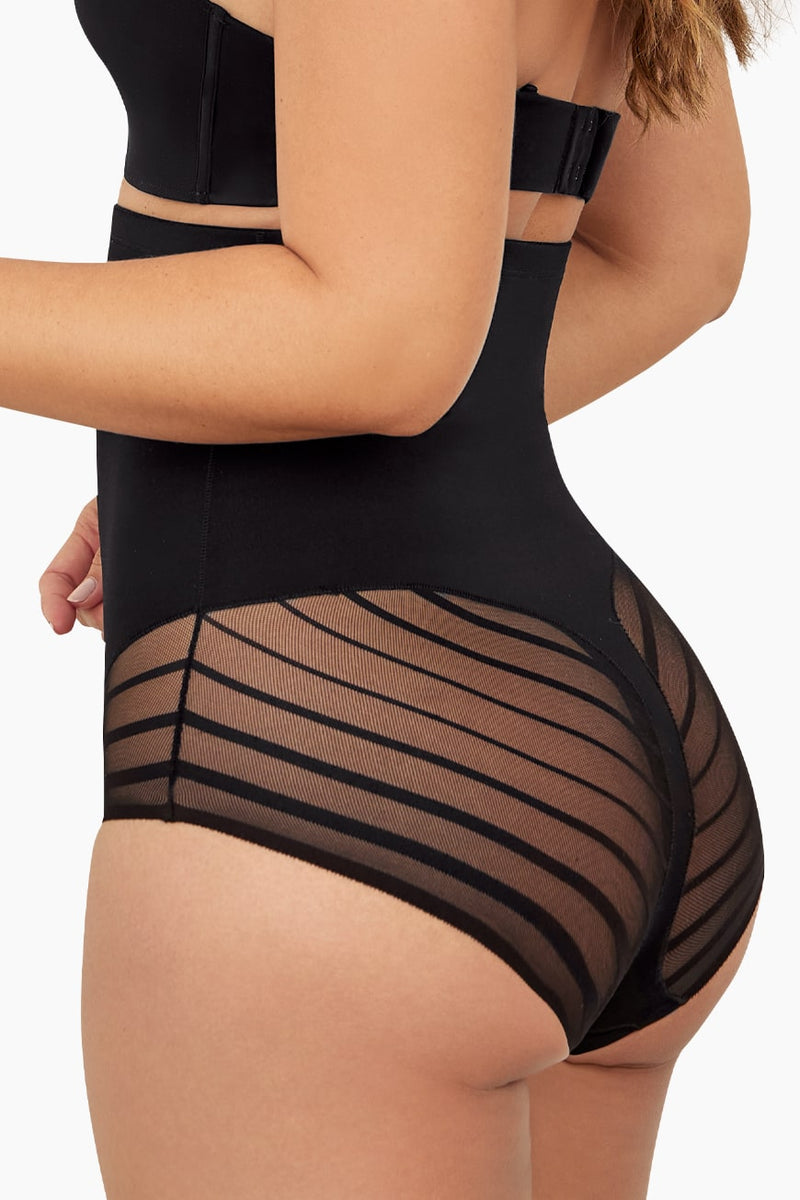High Waist Women's Briefs Flawless in light blush by Curveez, featuring moderate compression and mesh paneling for tummy control and shaping.