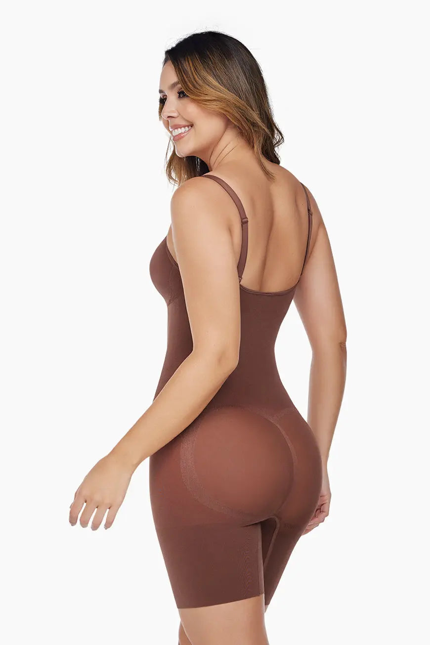SHECURVE Comfort Seamless Full Body Shaper Bodysuit Nude