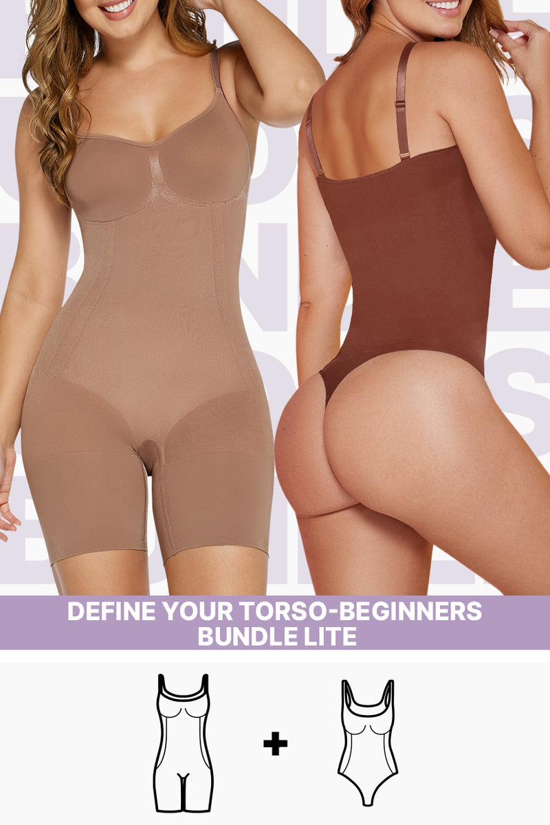 Define Your Torso-Beginners Full Bundle shapewear set featuring two body-sculpting pieces with moderate compression and TrueFit Technology.