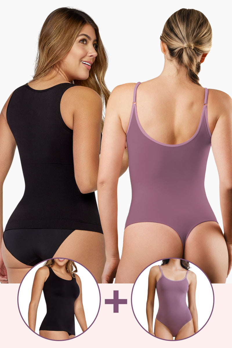 Set Esencial: Camiseta Control Abdomen & Bodysuit Tanga