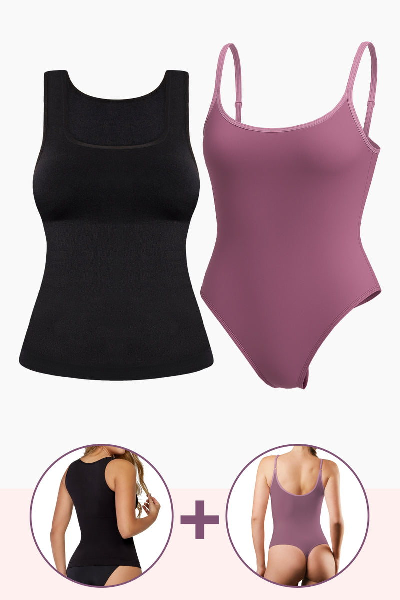 Set Esencial: Camiseta Control Abdomen & Bodysuit Tanga