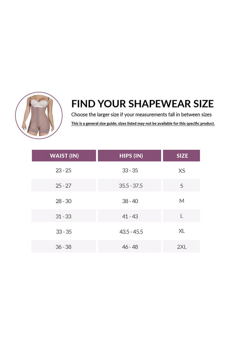 Guía de tallas de Full Body Shaper Shorts