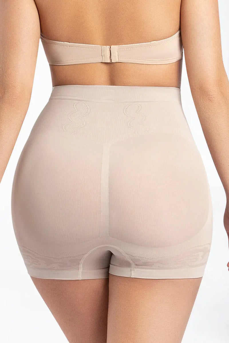 Back view of Curveez nude Boyshorts for Women showing butt-lifting design and seamless shaping for enhanced curves.